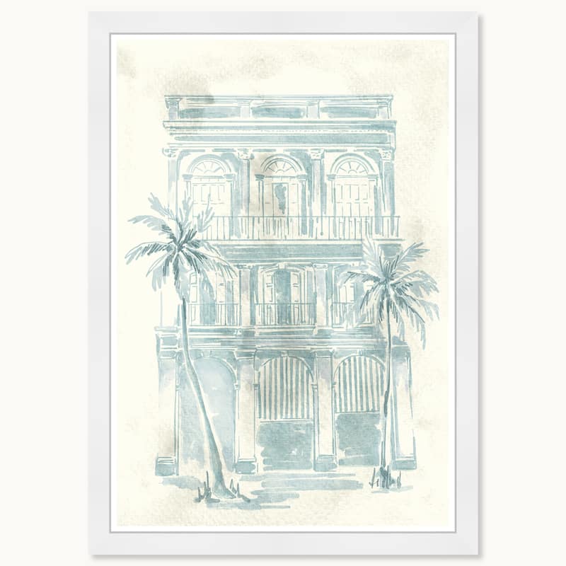 Wynwood Studio Palm Front Balconies Framed Beachfront Coastal Prints - 15 x 21 - White