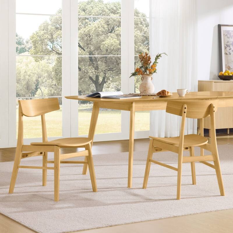 Spruce & Spring Modern Farmhouse Dining Chair with Ergonomic Bentwood Back - Set of 2 - Oak