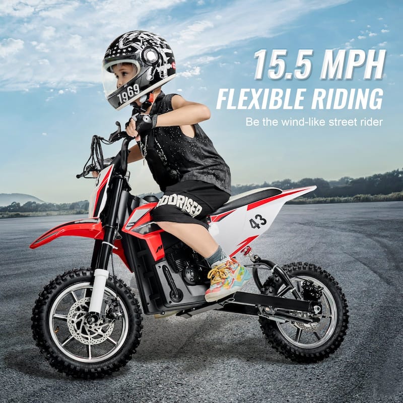 36V Ride On Motorbike for Kids 14 Plus LED Lights Music USB Port - 48.03 x 25.2 x 33.07 in