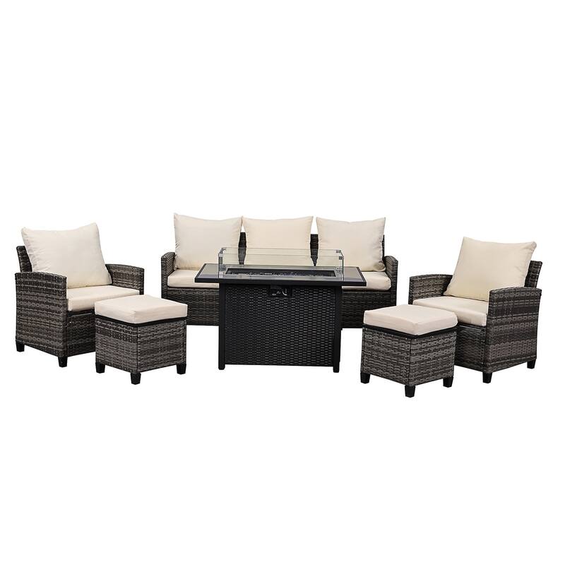 6 Pieces Outdoor Conversation Sets With Fire Table