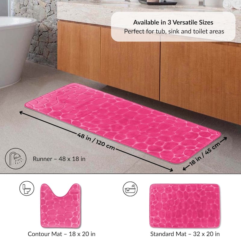 Memory Foam Runner Bath Mat Pebble Design 48x18