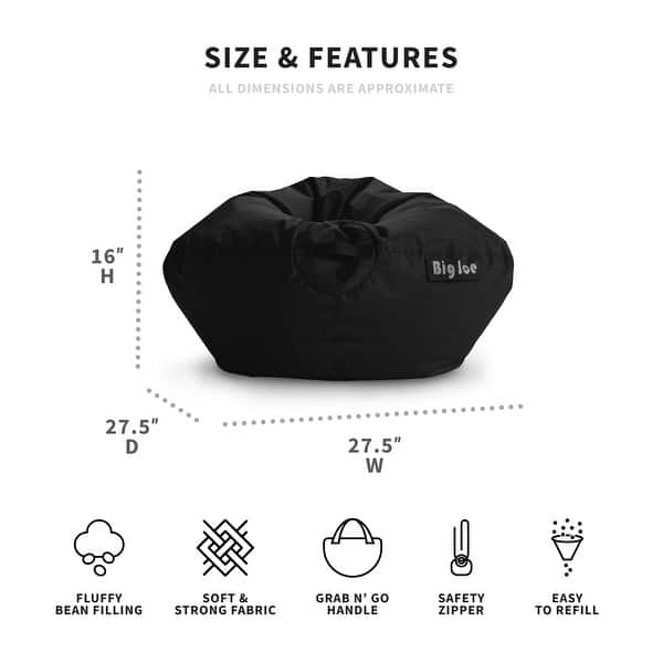 dimension image slide 12 of 14, Big Joe Kids Classic Bean Bag Chair