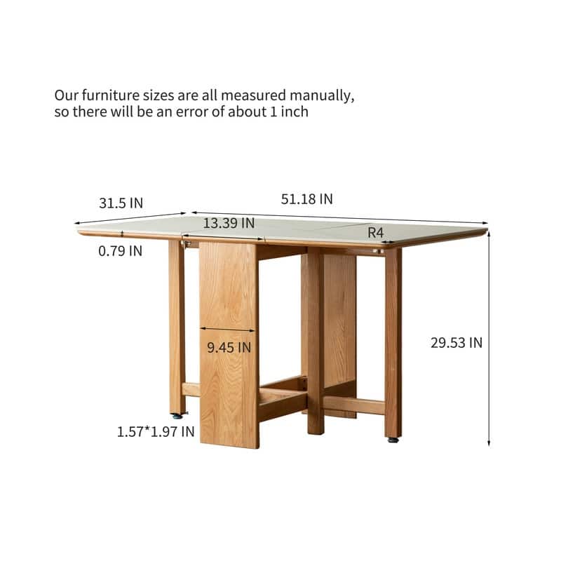 Extendable Solid Oak Dining Table with Rock Slab Top, Seats 4-6