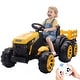 preview thumbnail 4 of 11, 12V Kids Ride On Tractor with Trailer, Battery Powered Electric Vehicles Toy Yellow