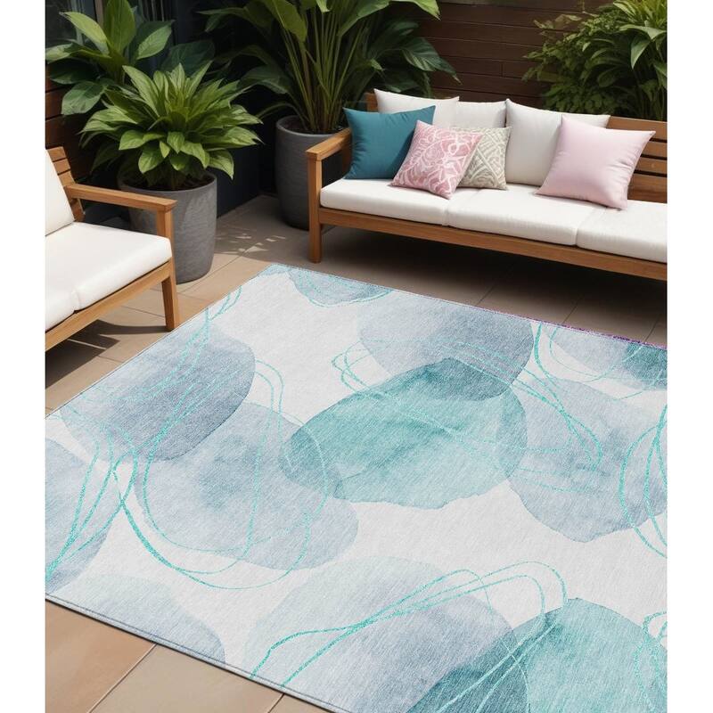 Fara Modern Art-Inspired Weather Resistant Sleek Contemporary Outdoor Rug - 9' X 12' - Multi