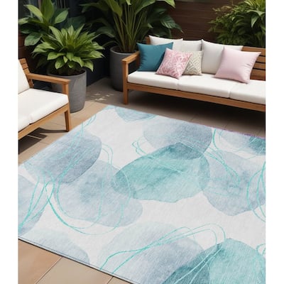 Fara Modern Art-Inspired Weather Resistant Sleek Contemporary Outdoor Rug