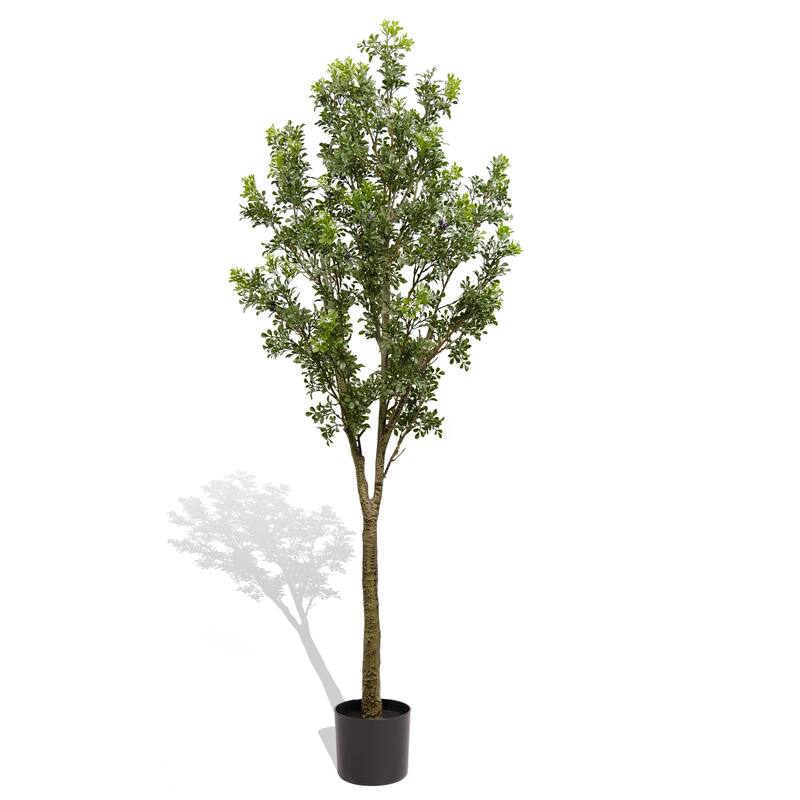 6 FT Artificial Milan Leaf Tree, Fake Potted Milan Leaf Tree with Realistic Leaves, Greenery Potted Plant for Home - Green - Green