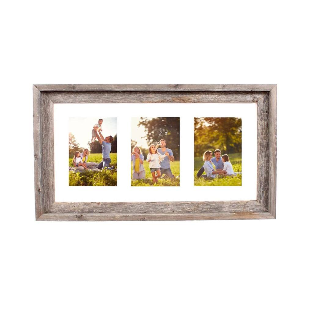 Rustic White Natural Wood 5x7 Picture Frame with Glass Protector Horizontal or Vertical Mount