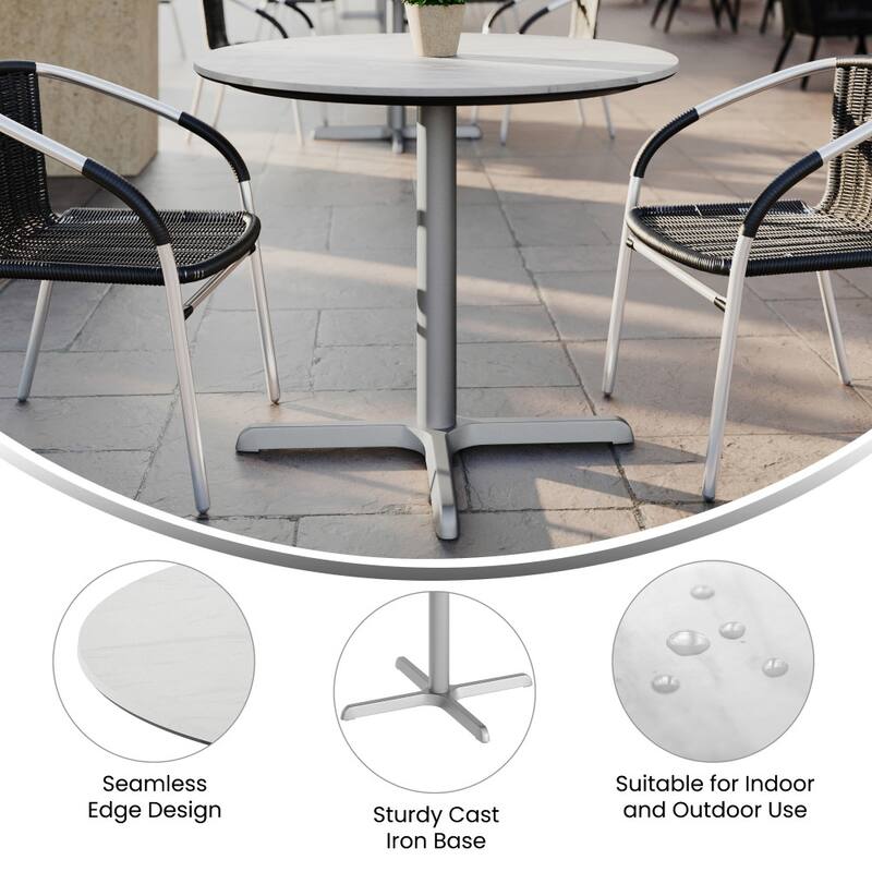 Commercial All-Weather HPL Tabletop with Crisscross Base - 36"W x 36"D x 31"H