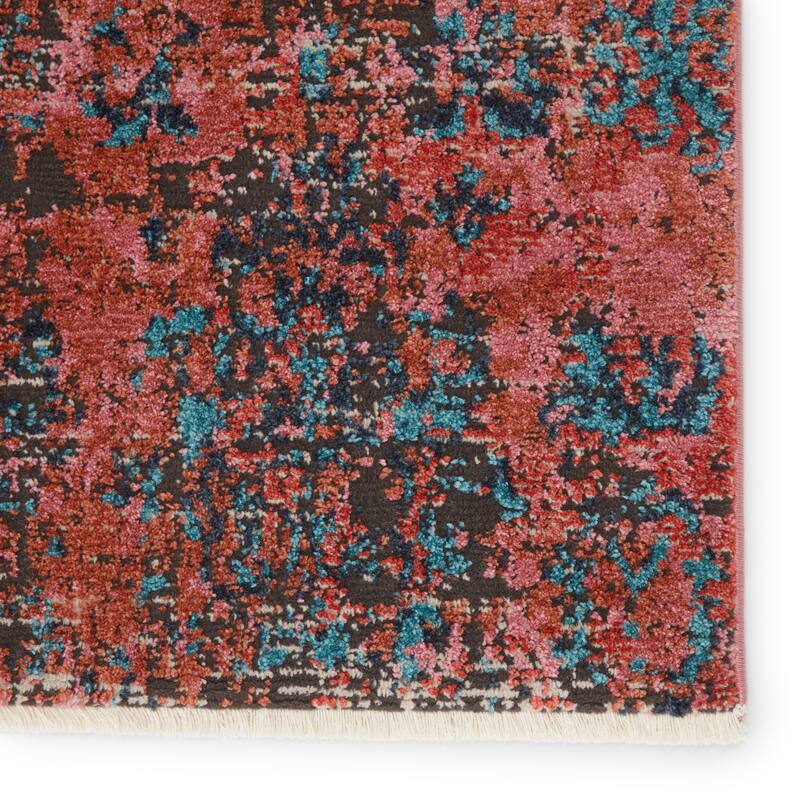 Ezlyn Abstract Red/ Teal Area Rug