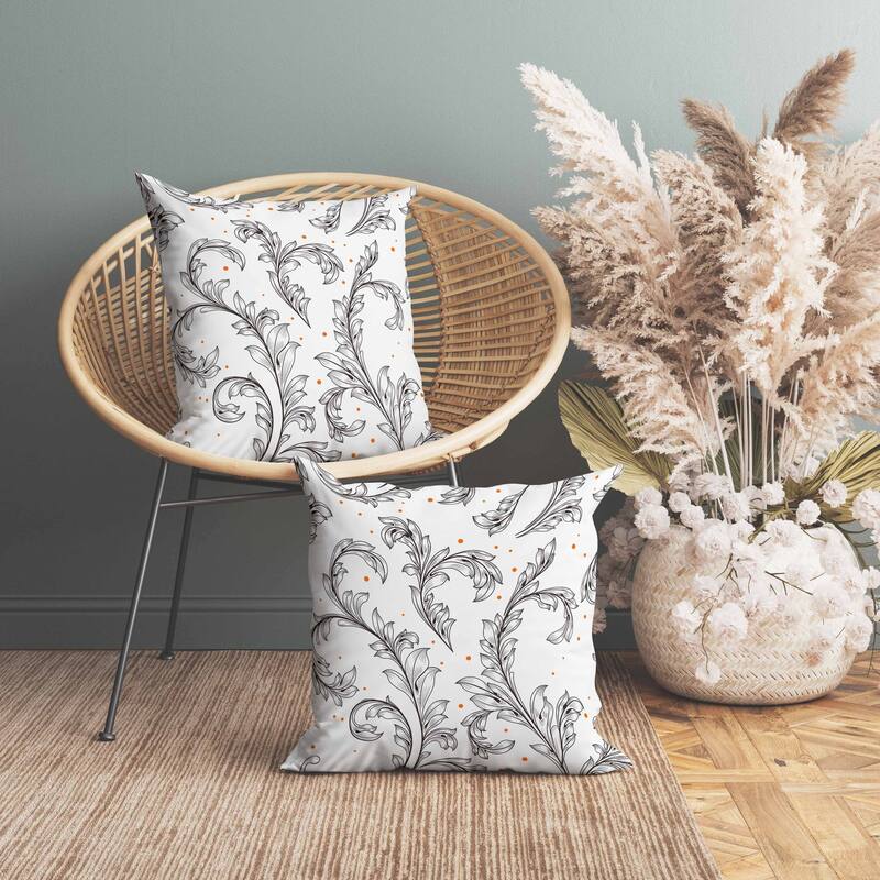 Petal Perfection Faux Suede Reversible Throw Pillow White and Black