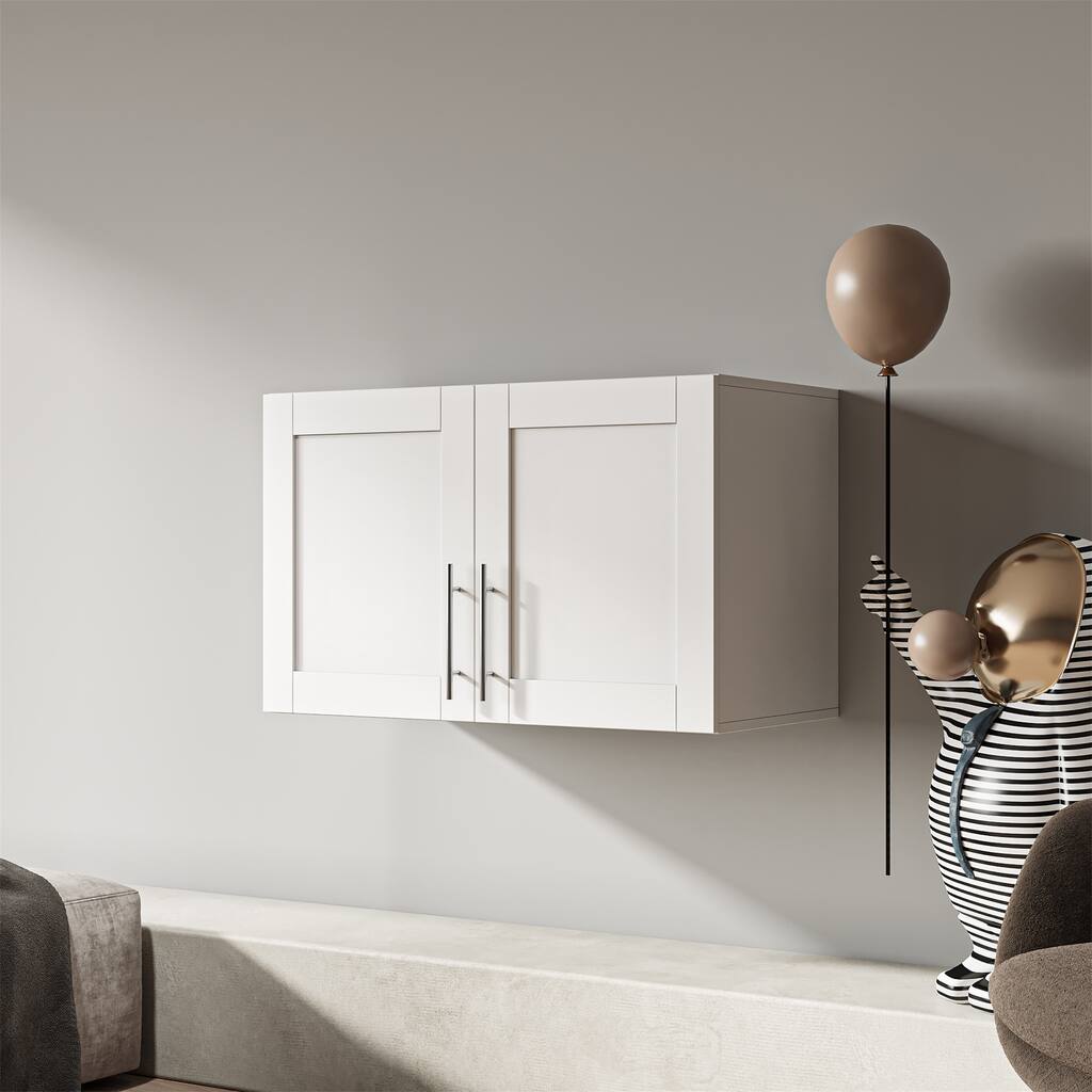 White Stackable Wall Mounted Storage Cabinet