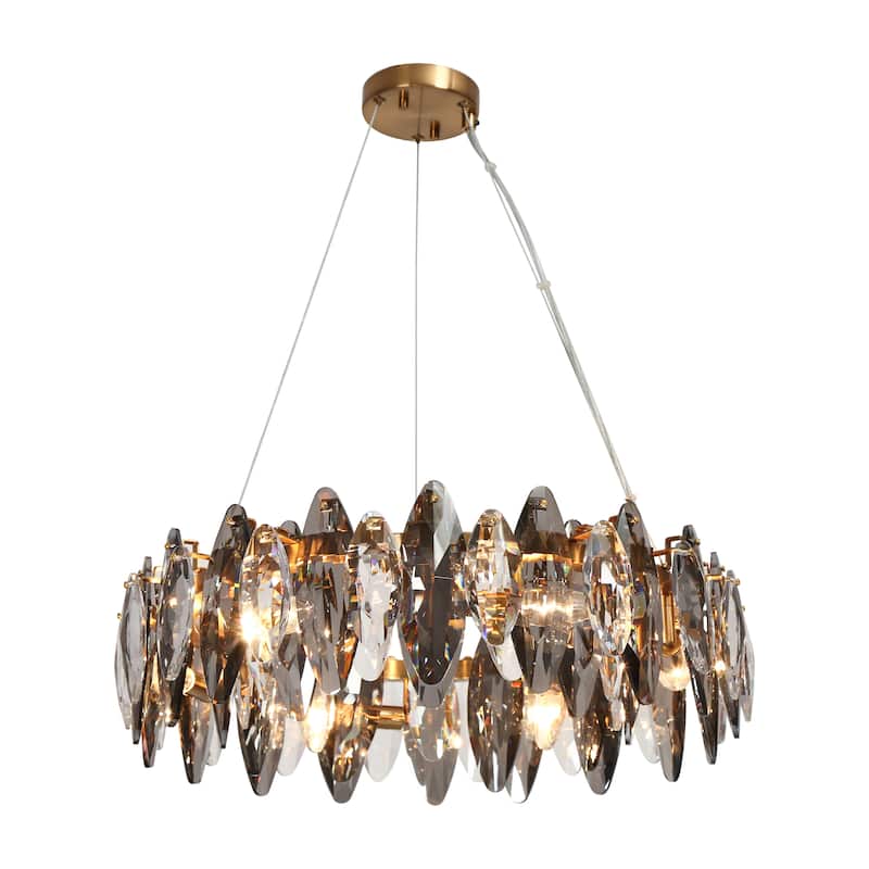 Modern Crystal 6-Light Drum Chandelier for Dining Living Room Bedroom - 23.2" Dia. x 7.1" H