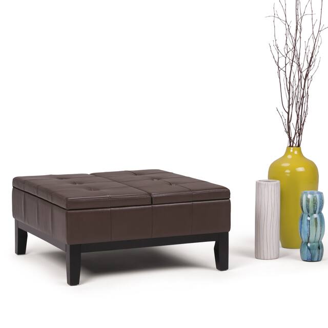WYNDENHALL Lancaster 36-in. Wide Contemporary Square Table Ottoman - Chocolate Brown