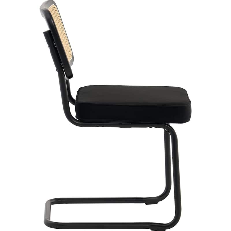 Rattan Dining Chairs Set of 4, Mid Century Modern Dining Chair, Upholstered Velvet Accent Chair with Rattan Back, Retro Dining