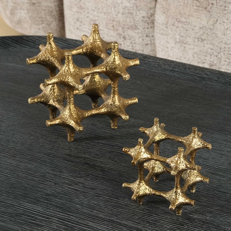 Uttermost Gilded Connection Modern Sculptures (Set of 2) - 6.50" W x 6.50" H x 6.50" D