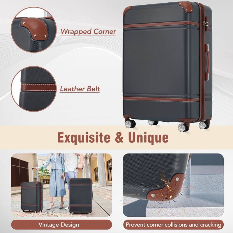 3 Piece Lightweight Luggage Set, Hardside Expandable Suitcase w/TSA Lock and Cosmetic Case