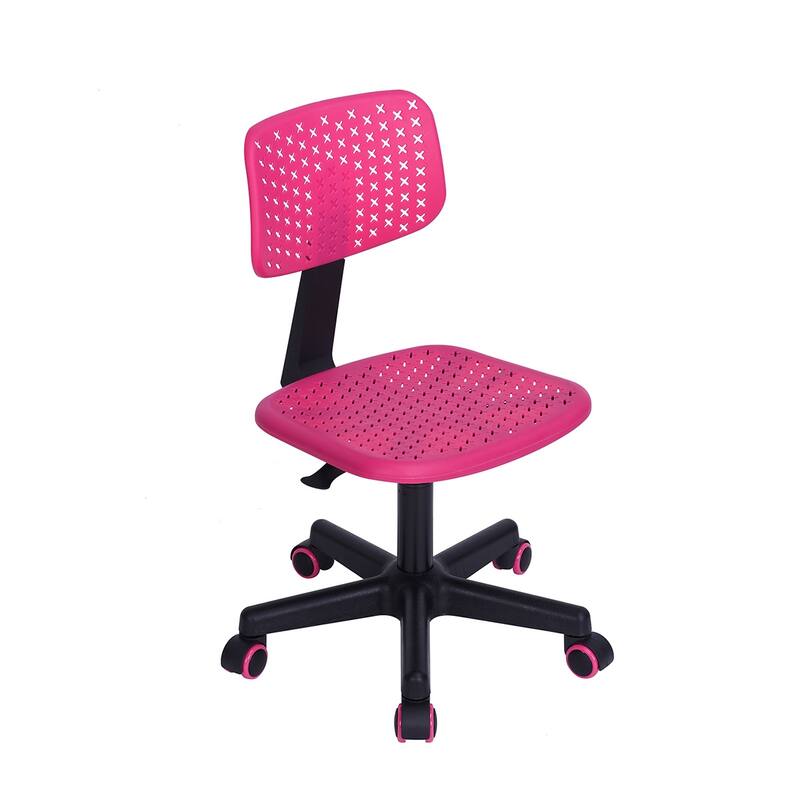 HomyLin Plastic Adjustable Rolling Kids Study Desk Chair Armless - Pink
