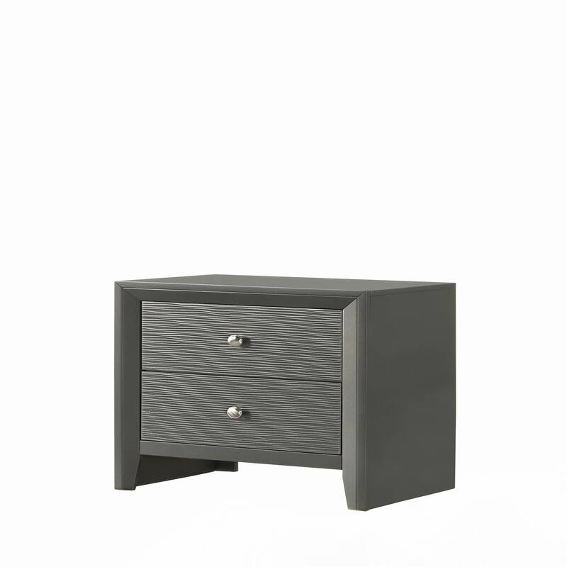1pc Contemporary Modern 2-Drawer Nightstand Round Knobs