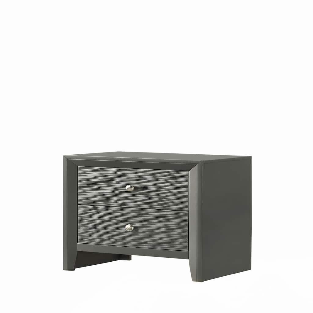 1pc Contemporary Modern 2-Drawer Nightstand Round Knobs