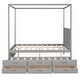 preview thumbnail 12 of 22, Queen Size Canopy Platform Bed, Bedroom Bedframe Furniture with Twin Size Trundle and 3 Storage Drawers for Kids, Teens, Adults