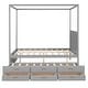 preview thumbnail 17 of 32, Queen Size Canopy Platform Bed with Twin Size Trundle, 3-Storage Drawers, and Sturdy Pinewood Frame, Space-Saving Design, Grey