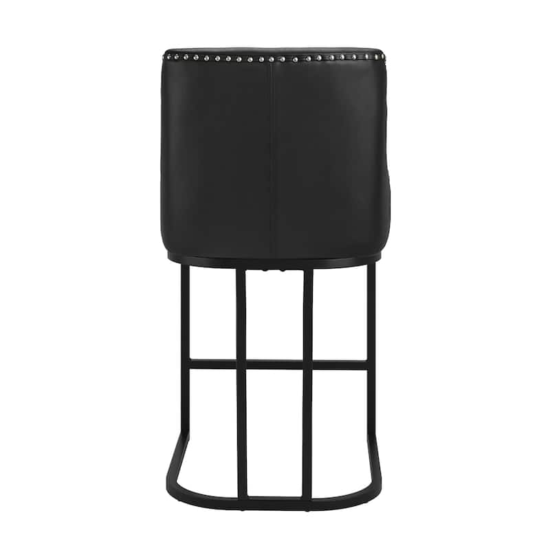 26" Modern Metal Barstools Set of 2 Upholstered Counter Height Bar stools with Back and 6" Thick Cushion for Kitchen Island