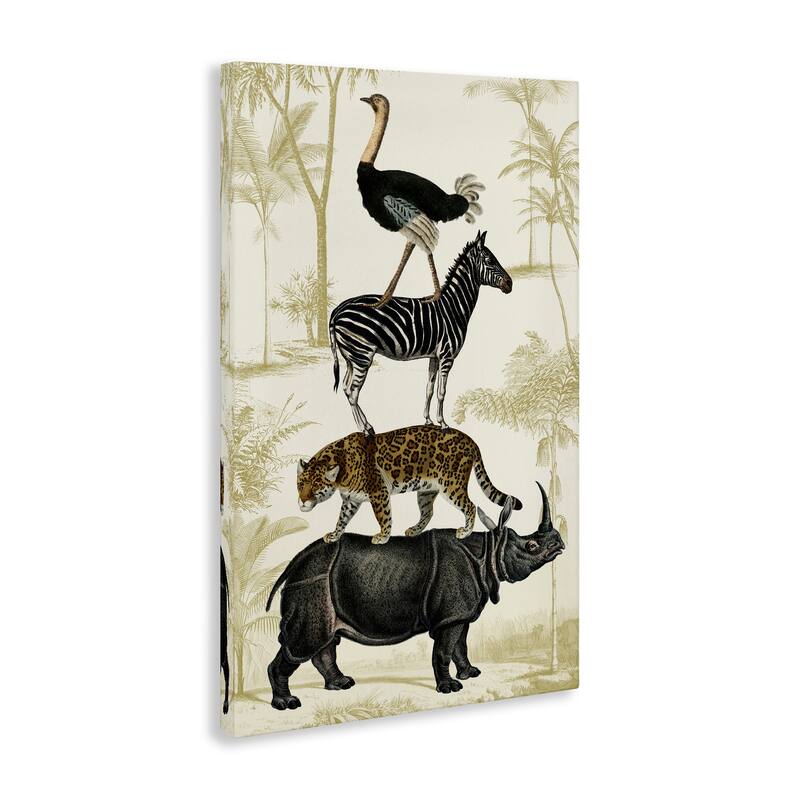 Stupell Tower of Safari Animals Canvas Wall Art Design By Victoria Barnes