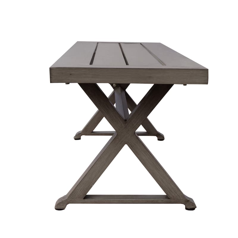 Landau Modern Outdoor Aluminum Dining Bench by Christopher Knight Home