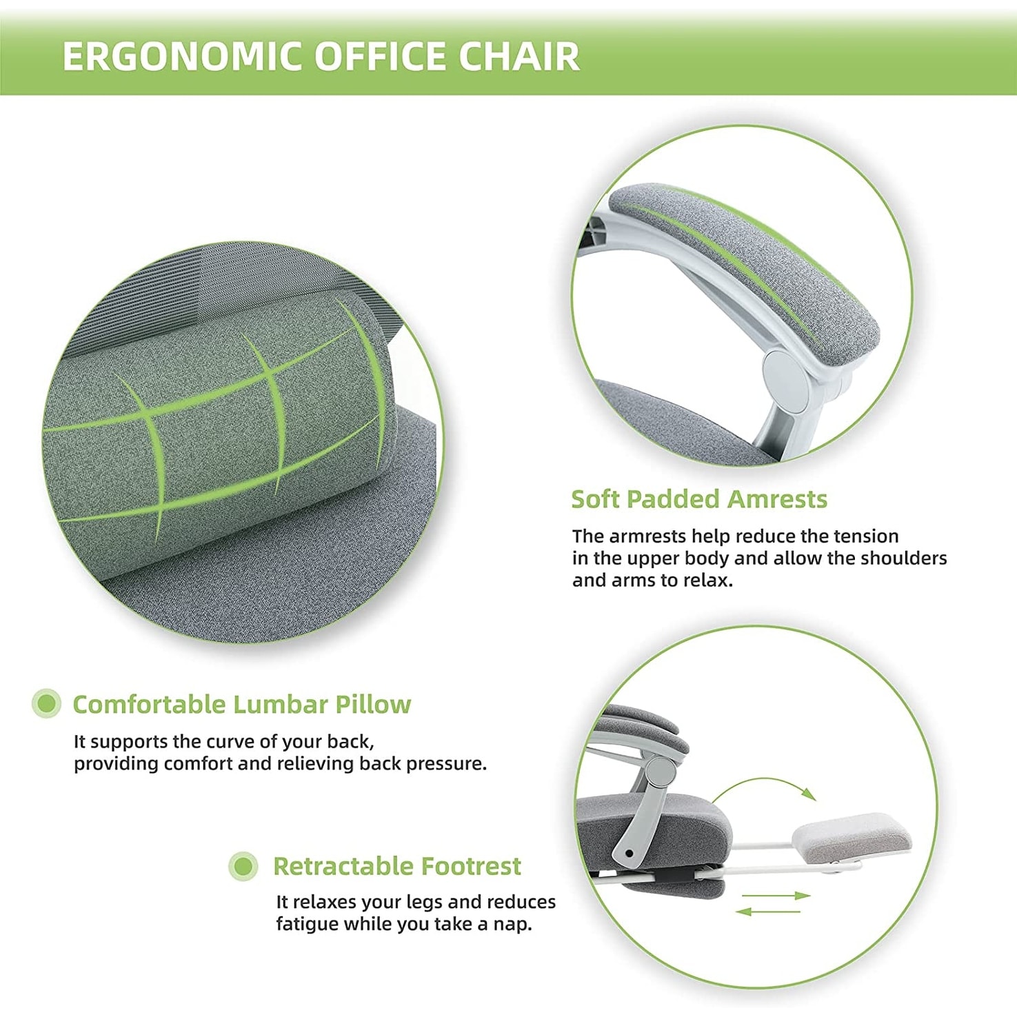 Snugway Ergonomic High Back Mesh Home Office Chair with Footrest