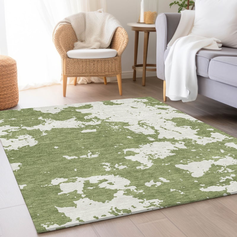 Premium Washable Super Soft Absstract Contempo Mayfield Rug - Green - 8' x 10'