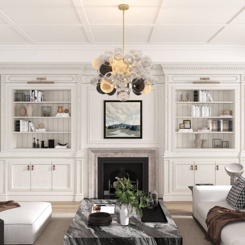 Acroma 8 - Light Modern Glass Bubble Chandelier Flush Mount Ceiling Light