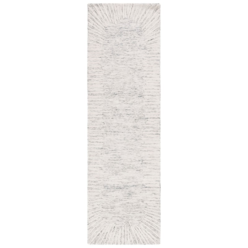 SAFAVIEH Handmade Abstract Sofoula Modern Wool Rug - 2'3" x 6' Runner - Grey/Ivory