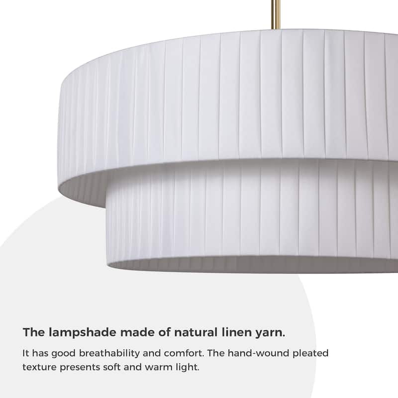 Modern 3-Light Drum Chandelier Fabric Shade Ceiling Hanging Pendant