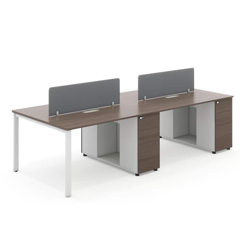 110" Wide 4 Person Attachable Workstation Desks Combination - Combination
