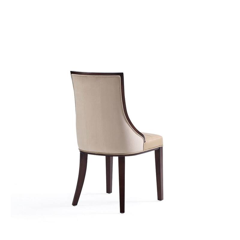 Fifth Avenue Cream and Walnut Faux Leather Dining Chair (Set of Two)