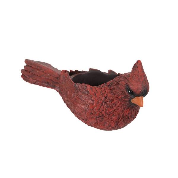 Shop Red Painted Resin Cardinal Planter Bird Flower Pot Home