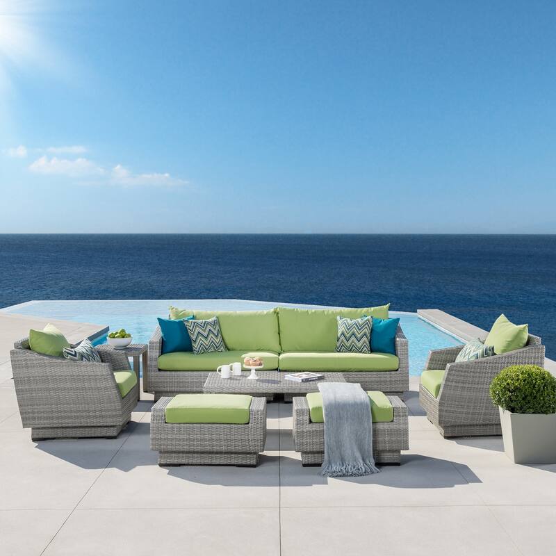 Cannes 8 Piece Sunbrella Outdoor Patio Sofa & Club Chair Set