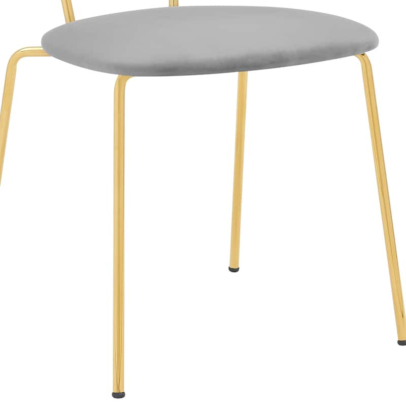 Modern Gray Velvet and Gold Metal Leg Dining Room Chairs - Set of 2
