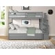 preview thumbnail 5 of 12, Twin Over Twin Bunk Bed with Twin Trundle and Stairway Storage, Sturdy Pinewood Frame