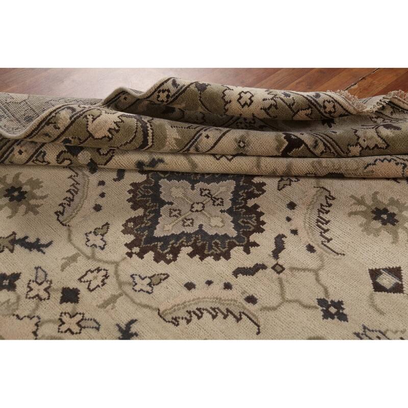Earth Tone Oushak Area Rug Hand-Knotted Oriental Wool Carpet - 8'1" x 10'0"
