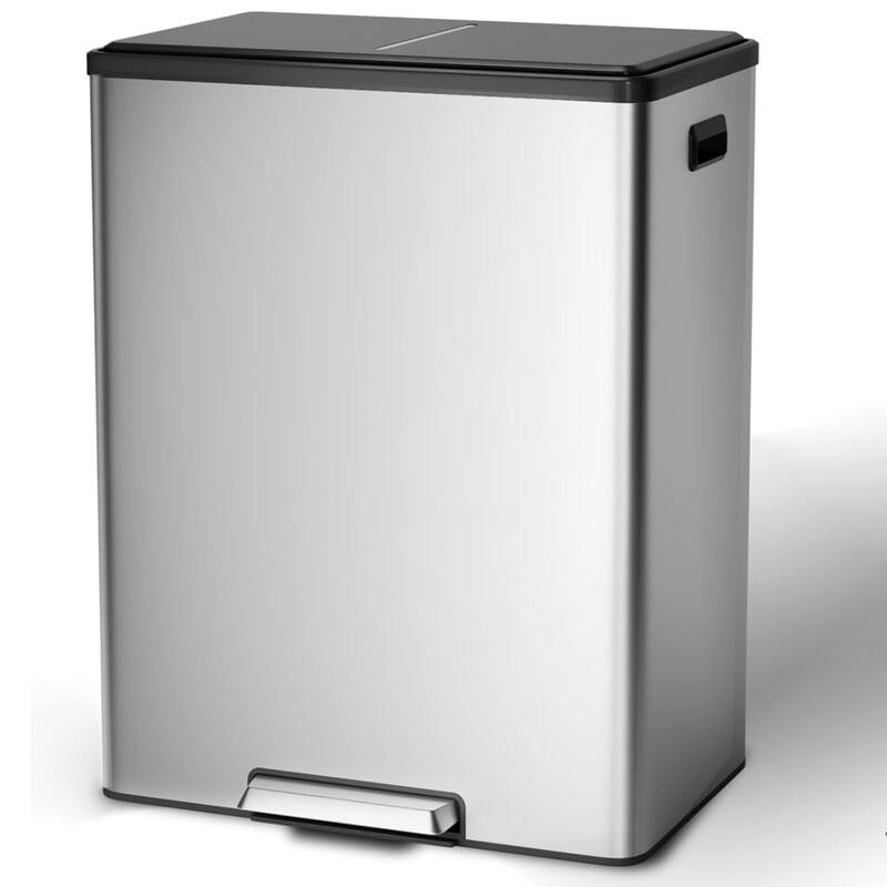 16 Gallon/60 Liter Dual Compartment Trash Can with Double Removable Inner Bucket