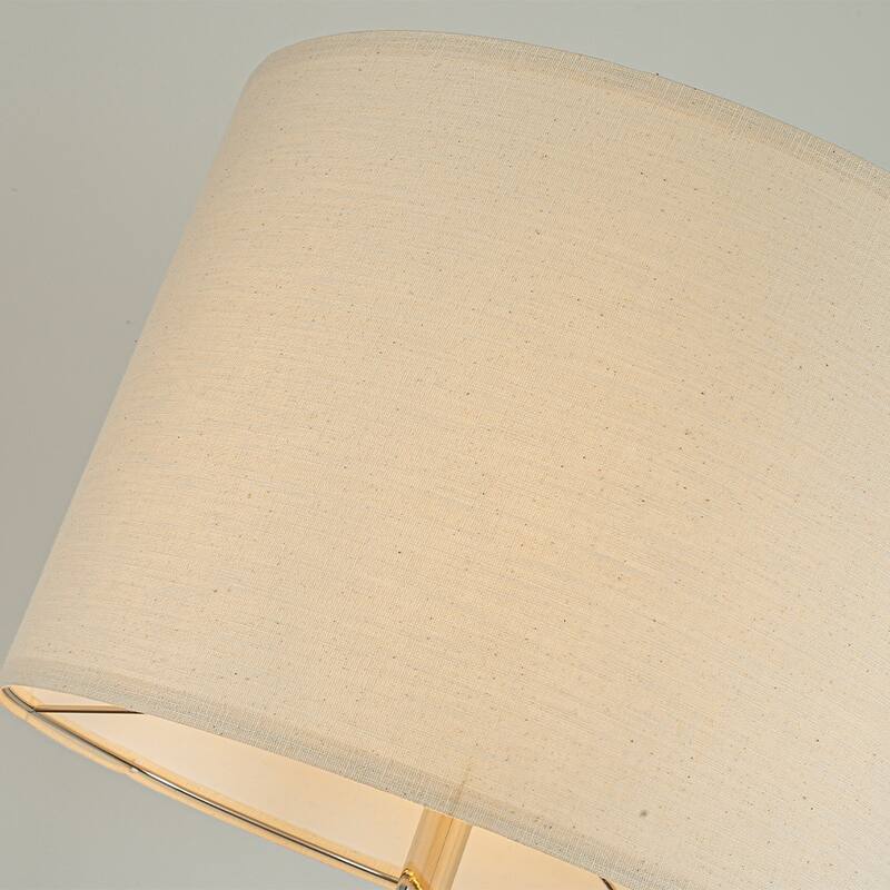 62'' Elegant Modern Polished Nickel Metal Floor Lamp With Ivory Fabric Drum Shade For Living Room Dining Room - W18''