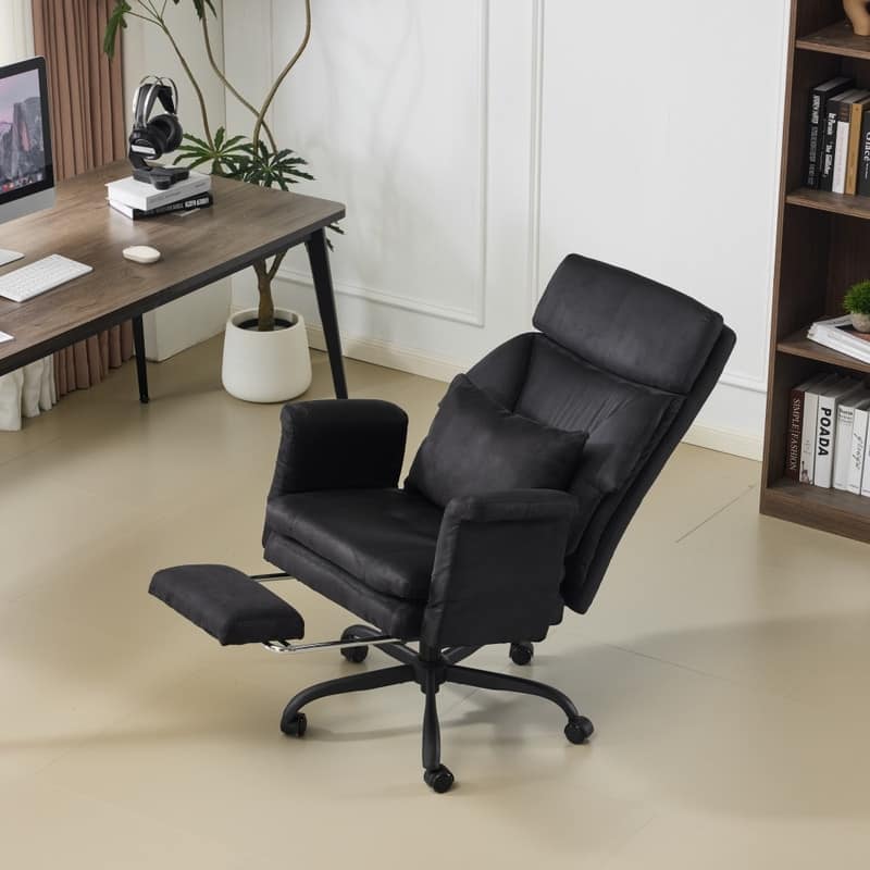 29.53 Inch High Back With Footrest Reclining Swivel Office Chair With Adjustable Arms