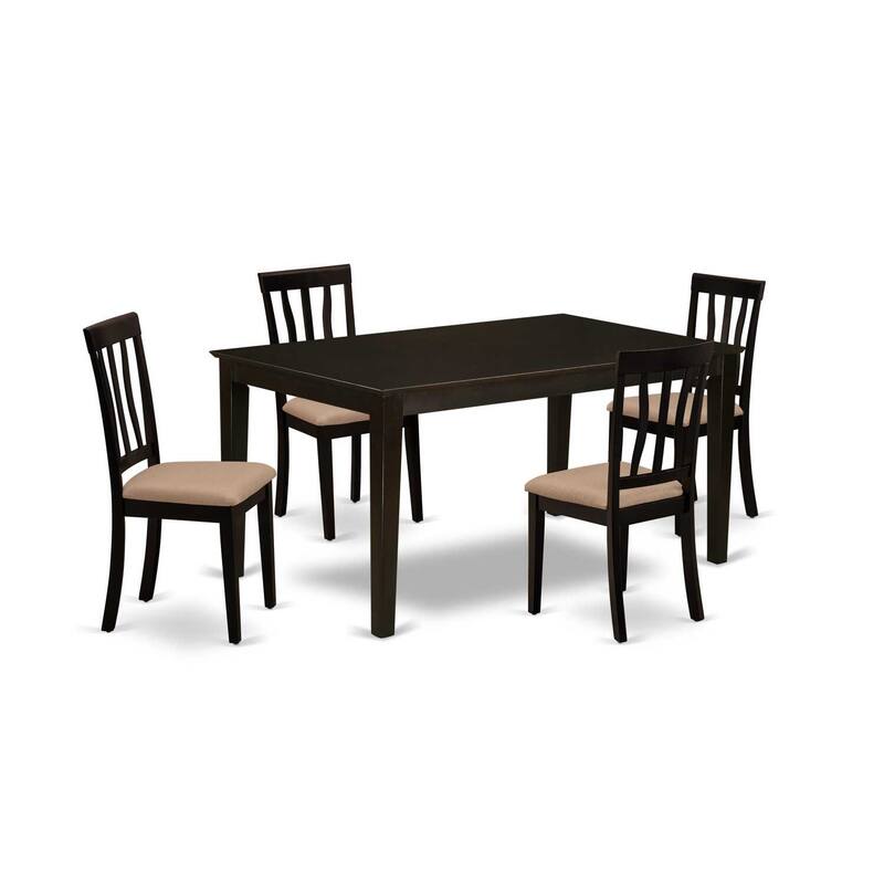 5-Piece Cappuccino Solid Wood Top - Dining Room Set - Seats 4