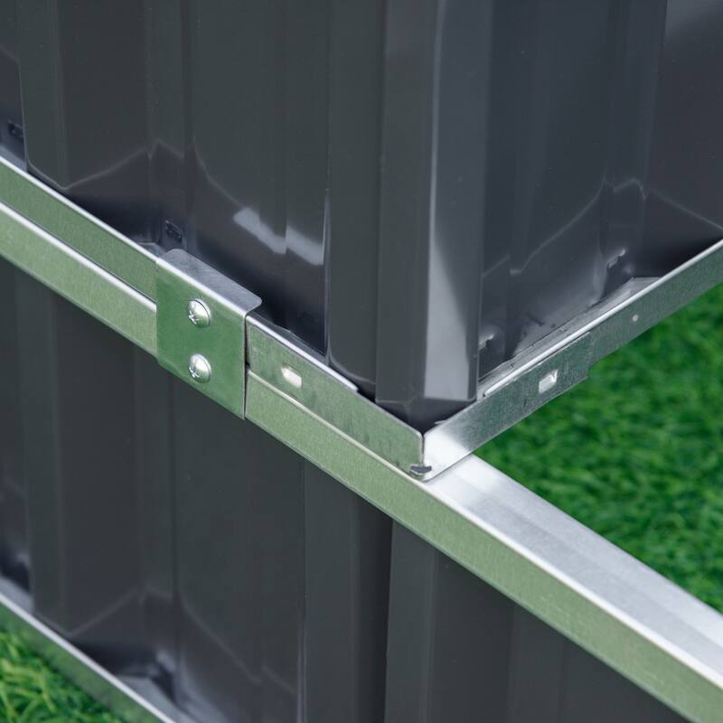 Outsunny 3-Tier Metal Raised Garden Bed, Elevated Outdoor Planter Box Kit for Vegetables, Herbs, and Flowers