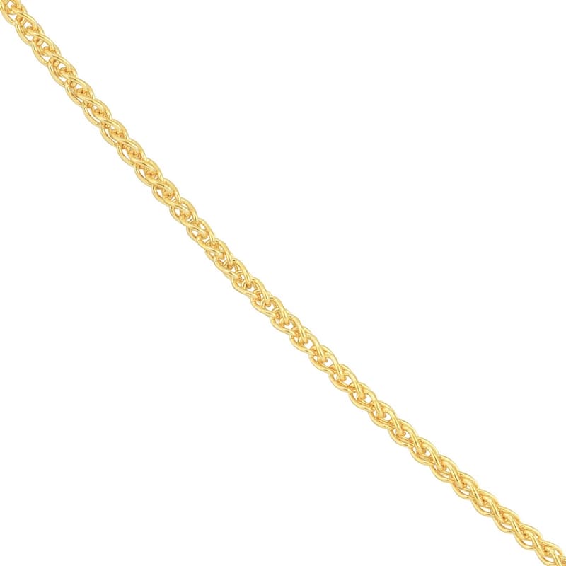 Curata 14k Yellow Gold 1.5mm Round Wheat Chain Necklace (Lobster)