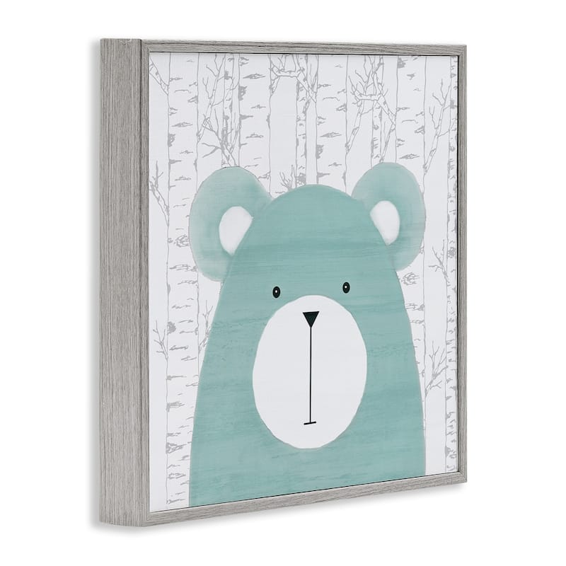 Stupell Whimsical Bear on Birch Framed Giclee Art Design By Kim Allen