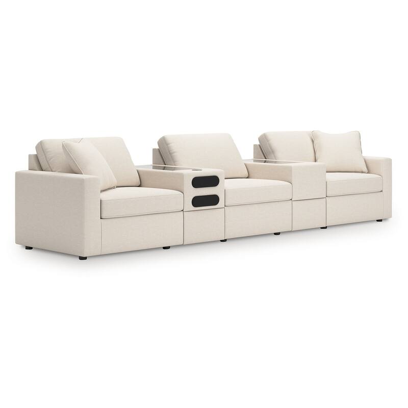 Signature Design by Ashley Modmax 5-Piece Sectional with Audio System - 142"W x 37"D x 36"H - White