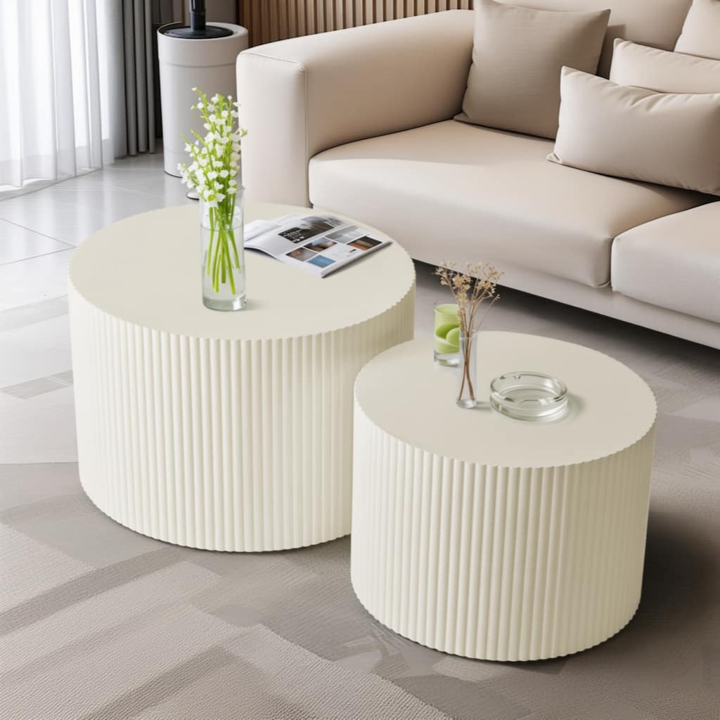 Wave Stripe Nesting Coffee Table Set for Living Room, Bedroom(Set of 2 Pieces)
